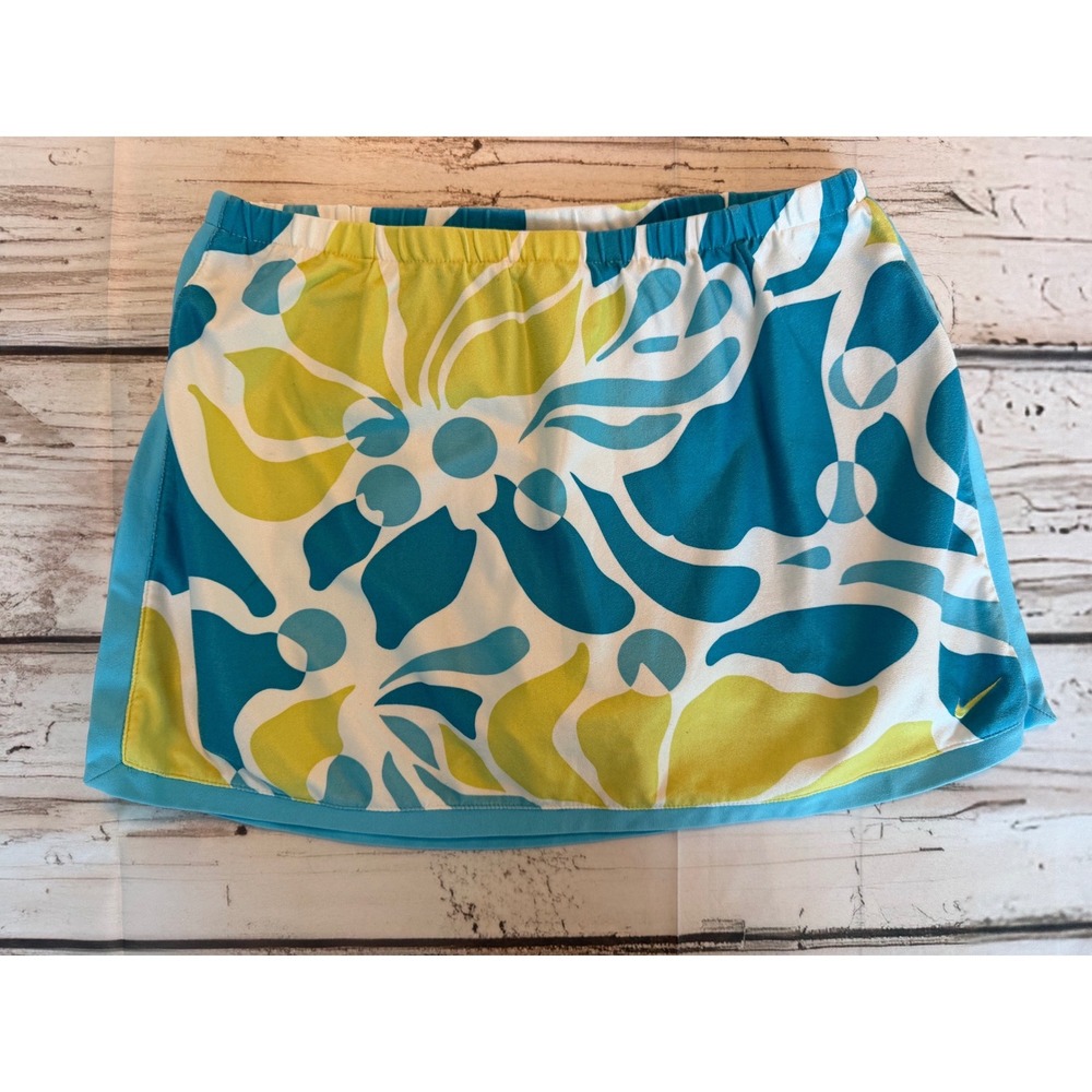 Nike Dri-FIT Womens Small Tennis Skort Blue Green Floral Athletic Golf Skirt